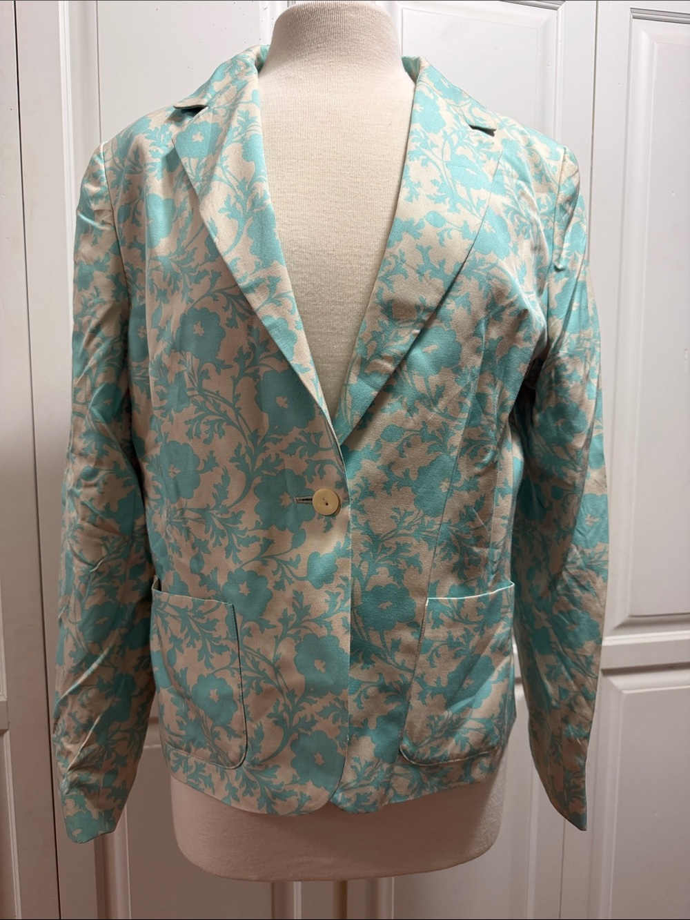 Women's Mint Floral Single-Button Blazer